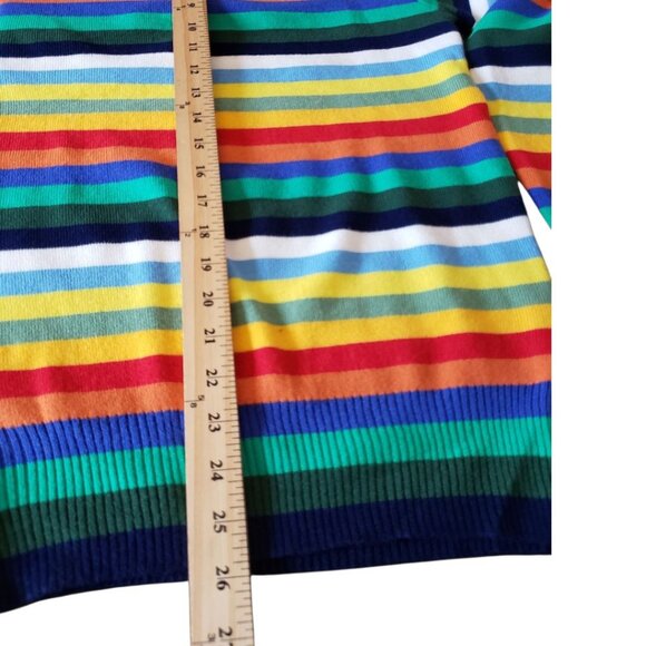 Hot Dog Dionysian Vtg  70's Rainbow Striped Mock neck Sweater Xlarge - Picture 5 of 16